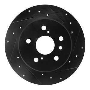 Toyota Avalon Brake Rotor (1) - Rear Right - R1 Concepts - Drilled & Slotted - Black - `00-`04